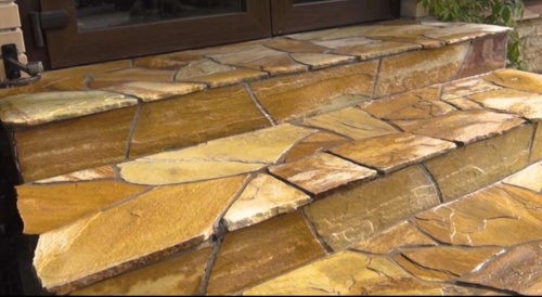 Плитняк златолит жёлтый золотистый для отмостки купить в Ликино-Дулёво